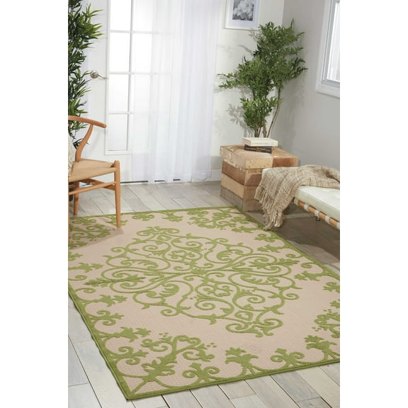 Nourison Aloha Indoor/Outdoor Green 9'6" x 13' Area Rug, (10x13)