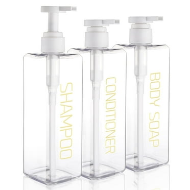 3PCs 19.6oz Shampoo and Conditioner Dispenser, Shower Soap Bottle, Shower Gel Dispensing Bottle, Bathroom Accessories, Refillable Pump Bottle(clear)