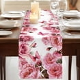 thumbnail image 3 of Table Runners 72 Inches Long Dress Scarves, Pink Roses Farmhouse Kitchen/Dining Table Runner, Coffee Tablerunners, Spring Floral Elegant Pastoral Butterfly 14x72 Inch, 3 of 9
