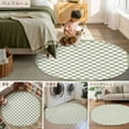thumbnail image 6 of 3.3ft Round Rug, Sage Green Plaid Non-Skid Rubber Backing Large Area Rugs - Living Room Bedroom Home Office, Farmhouse Green White Checkered Lace Indoor Floor Mat Carpets Washable Rug, 6 of 9