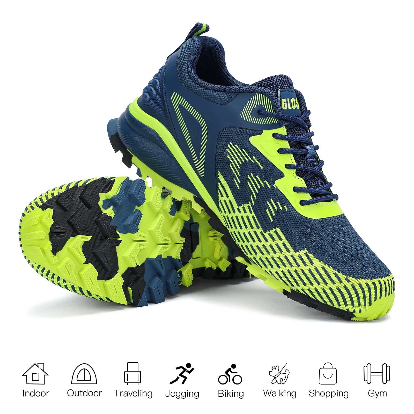 GLOSIW Men's Trail Running Shoes Non Slip Hiking Shoes Tennis Shoes Fashion Sneakers Workout Footwear