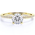 thumbnail image 1 of JeenMata Anillo de Compromiso de 1 Quilate con Corte Redondo y Engaste Pavé en Oro Amarillo de 18 K sobre Plata Esterlina, 1 of 5