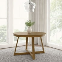 Plank Beam Round Dining Table, 47" Solid Wood Kitchen Table, Farmhouse Table for 4