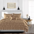 thumbnail image 1 of Duvet Cover 3 Piece Egyptian Cotton Cozy & Super Soft 600 TC Multi Ruffle Duvet Covers with Zipper Closure & Corner Ties Soft Comforter Cover (Oversized Queen, Taupe ), 1 of 4