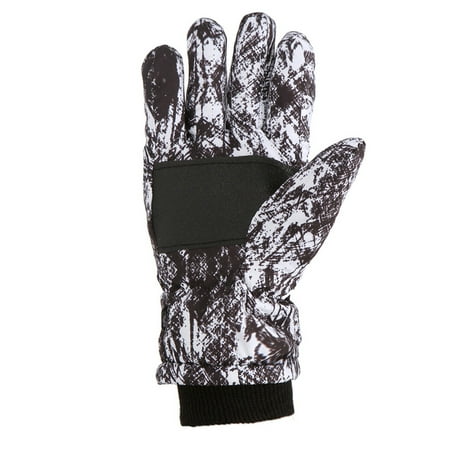 

ZHUASHUM Winter Outdoor Kids Boys Girls Snow Skating Snowboarding Windproof Warm Ski Camouflage Gloves Size M/L