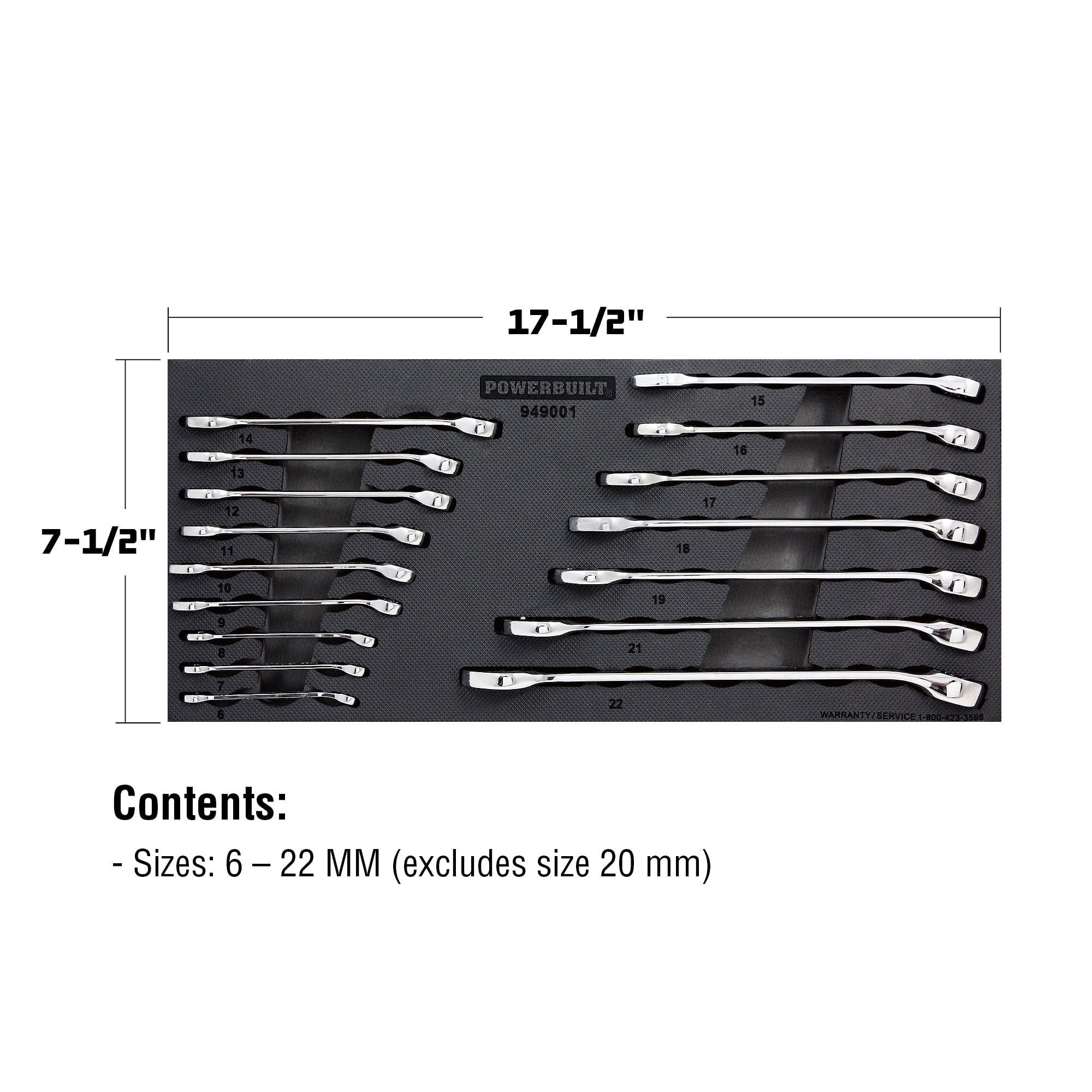 Powerbuilt 16 Piece Pro Tech Metric Combination Wrench Set - 949001
