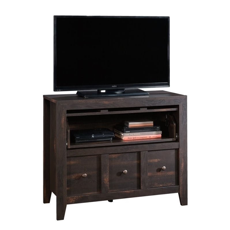 Sauder Dakota Pass TV Stand in Char Pine