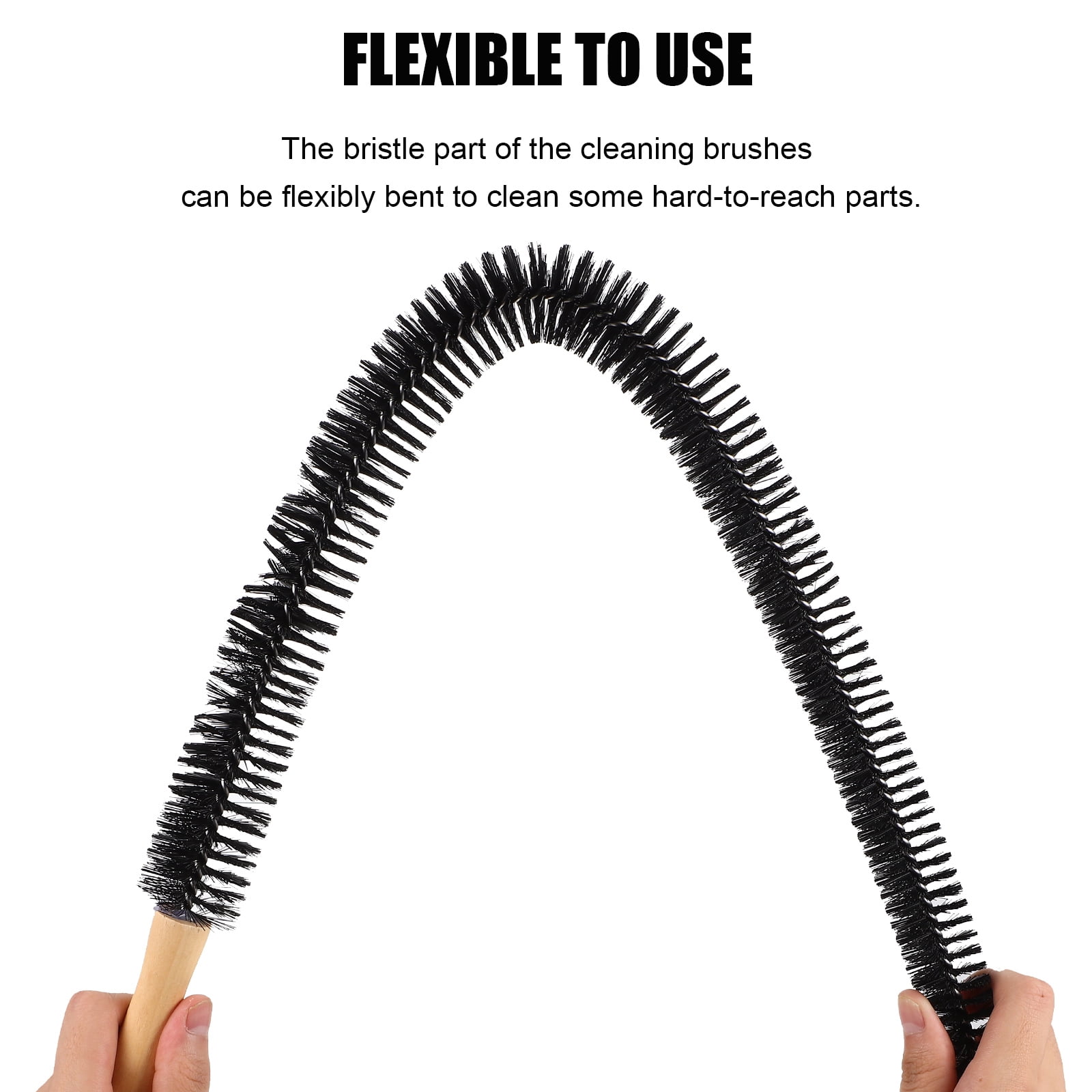 HEMOTON Radiator Cleaner Brush with Dense Polypropylene Bristles and Timber Handle for Machines Black