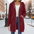 thumbnail image 2 of Domzest Zip Up Hoodie Women 2026 Fall Casual Long Tunic Sweatshirts Oversized Hooded Jacket Coat With Zipper Pockets Wine S, 2 of 6