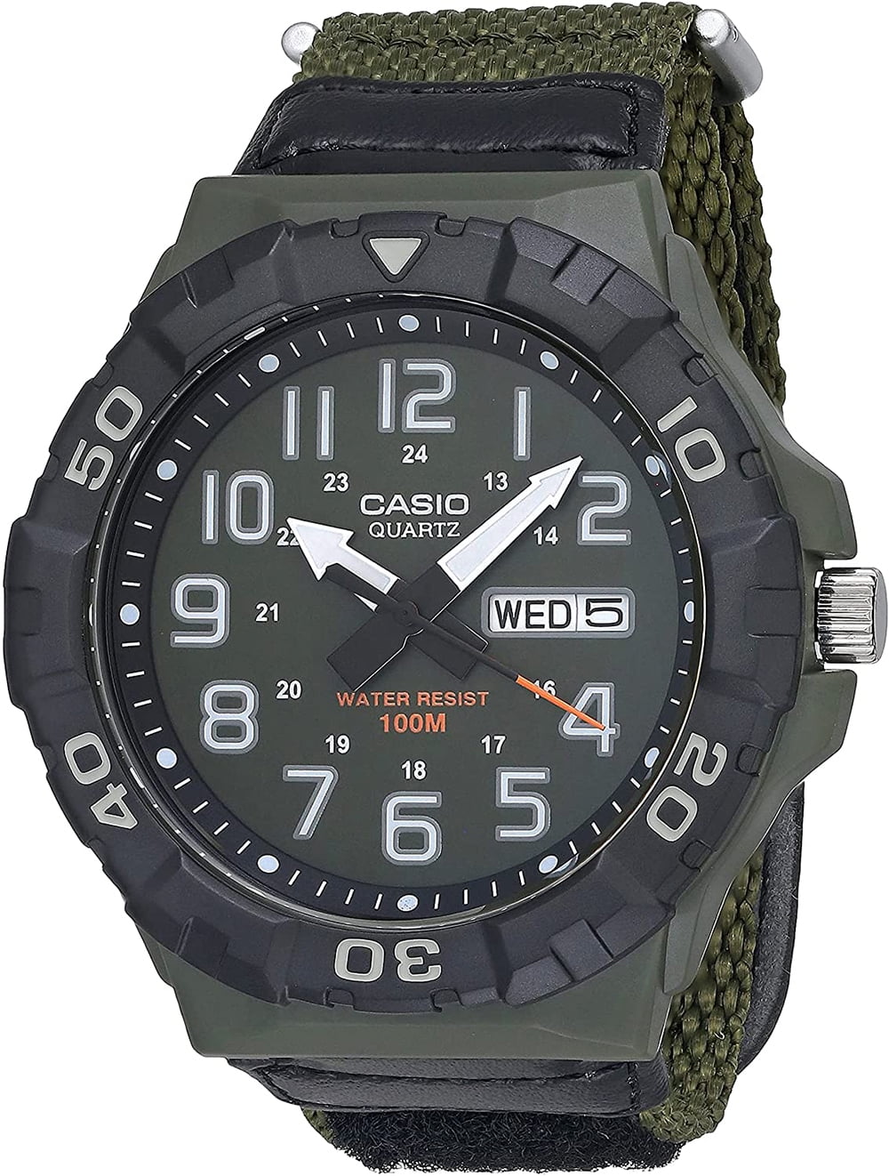 vreugde ouder Meetbaar Casio Men's Large Dial Analog Sport Watch with Green Nylon Strap -  Walmart.com