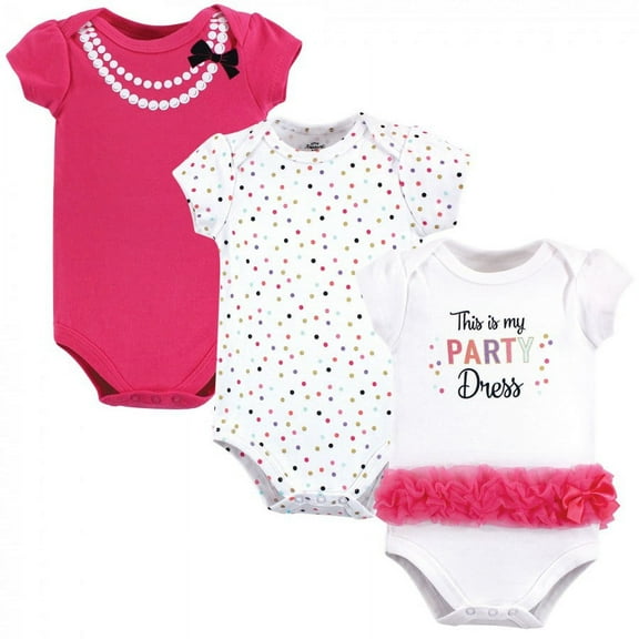 Little Treasure Baby Girl Cotton Bodysuits 3pk, Party Dress, 0-3 Months