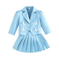 thumbnail image 3 of RUTAYY Girls 2 Piece Outfit Blazer Jacket and Pleated Skirt Set Butterfly Applique School Daily Wear Light Blue, 3 of 3