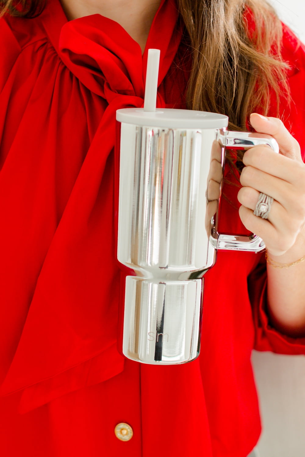 (4 pack) Simple Modern 30 fl oz Insulated Stainless Steel Trek Tumbler with Straw Lid | Silver