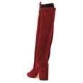 thumbnail image 3 of FSJ Women Classic Side Zipper Knee High Boots Chunky Block Heels Fold Over Button Pointy Closed Toe Comfort Casual Wear Shoes Size 9.5 Red, 3 of 4