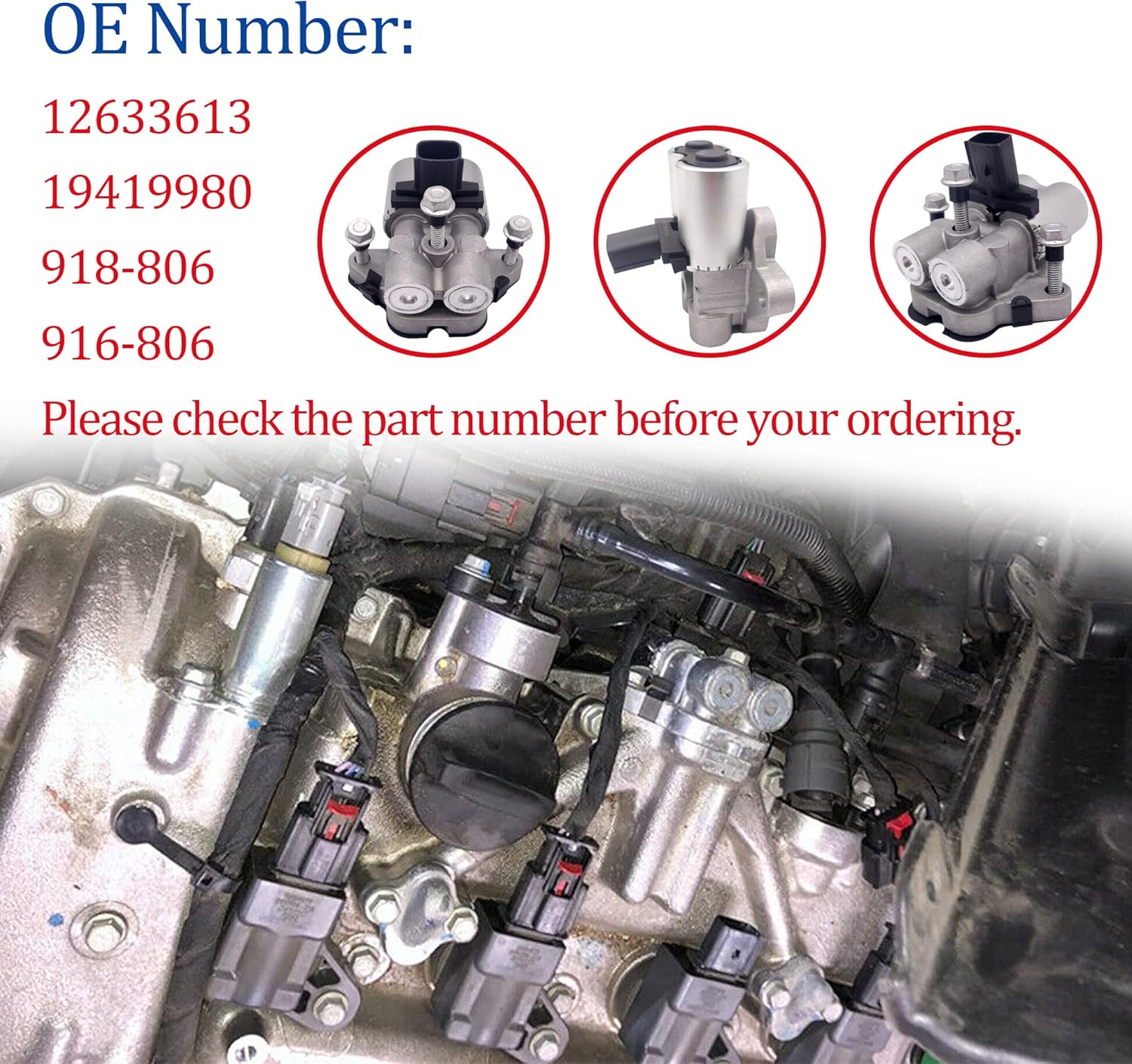 19419980 Engine Intake Variable Timing Oil Control Valve VVT Solenoid 916-806 12633613 for 2014 2015 Chevrolet Chevy Malibu Impala 2.5L Replaces# 916806 918-806