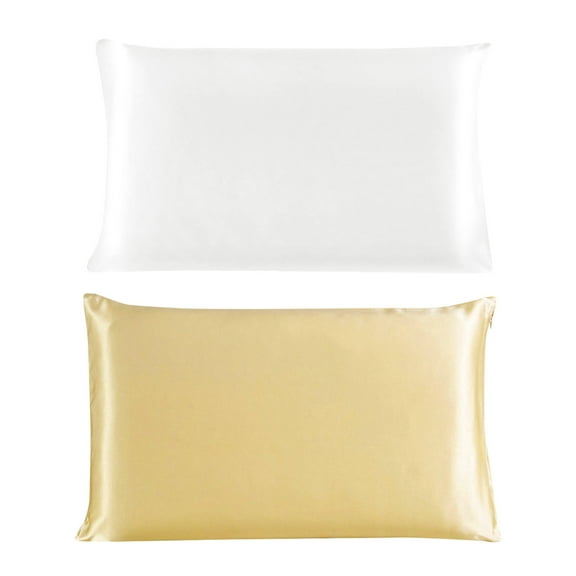 Unique Bargains 2 Pieces 100% Mulberry Silk Fabric Pillowcase Pearl White Standard Size