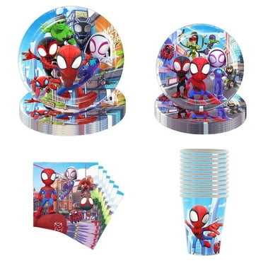 Cartoon Plates Tableware Set Friends Birthday Plates and Napkins Cups for Birthday Decorations Dinnerware Set Party Supplies for Birthday Baby Shower Decor