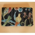 thumbnail image 4 of Indian Handmade Twin Size Peacock Print Black Cotton Kantha Bedspread Bedding Blanket Throw, 4 of 5