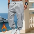thumbnail image 5 of Cargo Sweatpants for Men Fleece Joggers Elastic Waist Drawstring with Multi Pockets, Baggy Warm Pants for Winter Workout & Lounge​ Light Gray S, 5 of 7