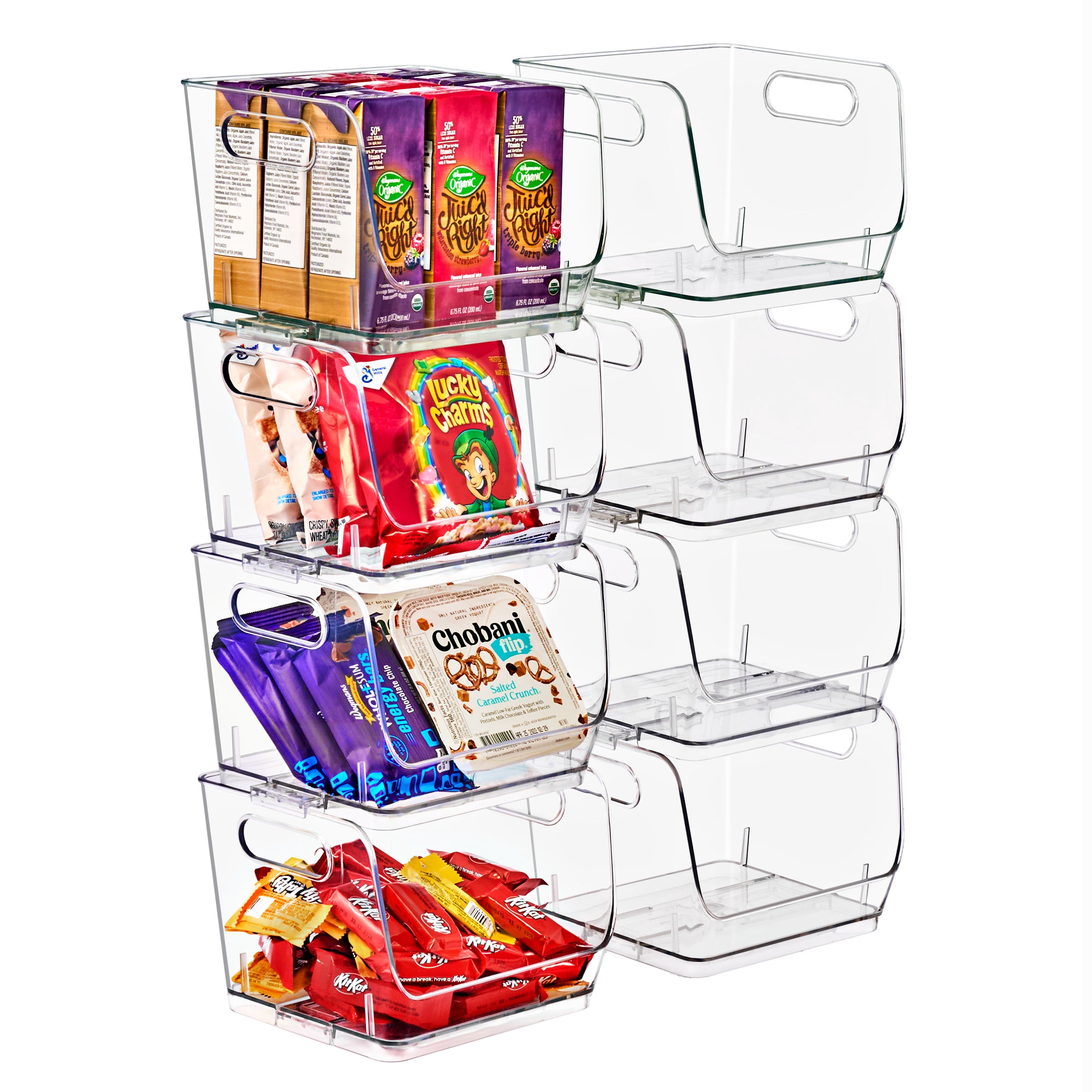 Sorbus Clear Stackable Square Storage Bins, Small Open-Front Acrylic Pantry Organizers, 8 Pack