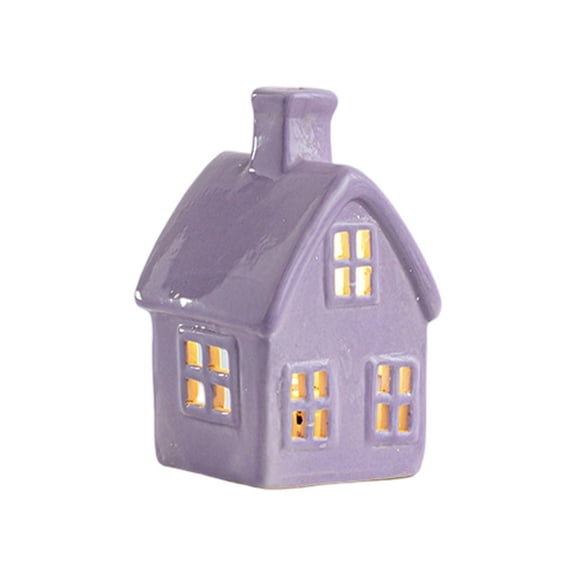 Ceramic Ornaments Luminous Christmas House, European Style Hollow Desktop Decoration, Night Light Atmosphere Light for Home Decor, Christmas Gift Idea