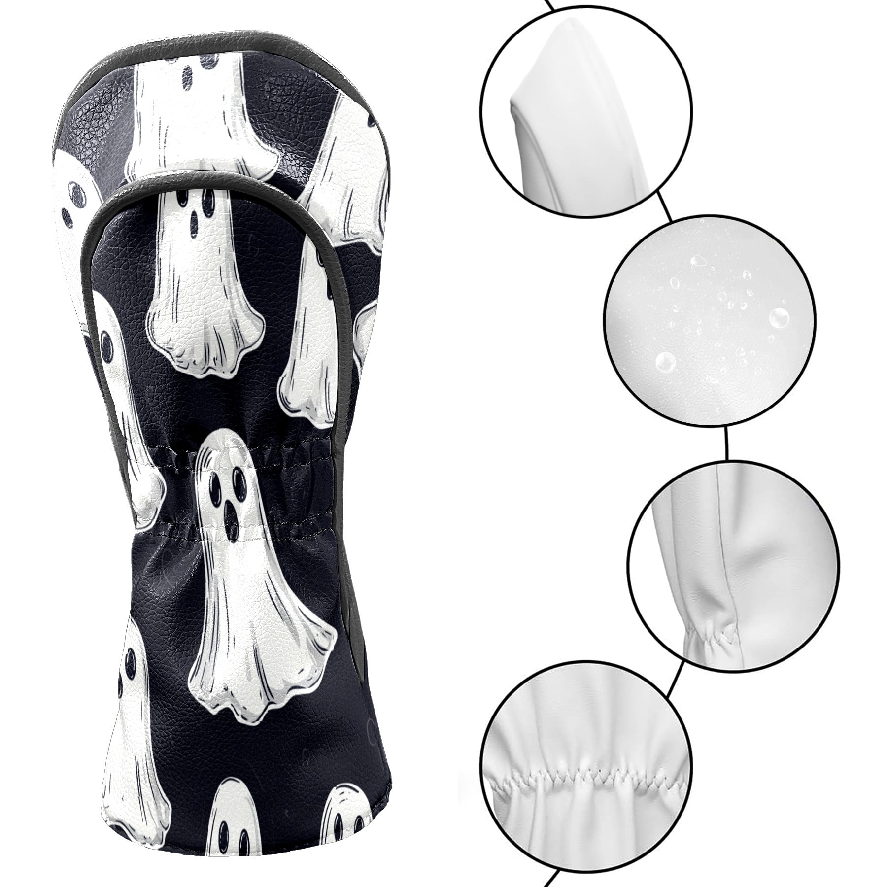 Golf Club Covers PU Leather Waterproof Head Covers for Fairway Woods Hybrids Cute Patterns