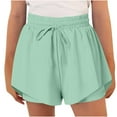 thumbnail image 3 of WMTBSRSW Girls Athletic Shorts High Waisted Butterfly Shorts Drawstring Outdoor Soccer Gym Shorts 2 in 1 Flowy Running Skorts for Teen Girls Youth 6-15 Years, 3 of 9