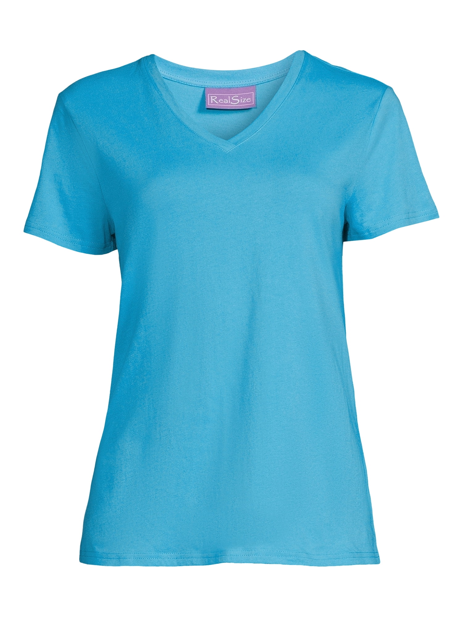 RealSize Women's V-Neck Tee with Short Sleeves, Sizes XS-3XL