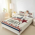 thumbnail image 4 of Feelyou Vintage Texas Stars Queen Sheet Sets for Kids, American July Fourth Flat Sheet, Cartoon US Flag Queen Fitted Sheet, Super Cozy Room Decor, 4pcs, 4 of 7