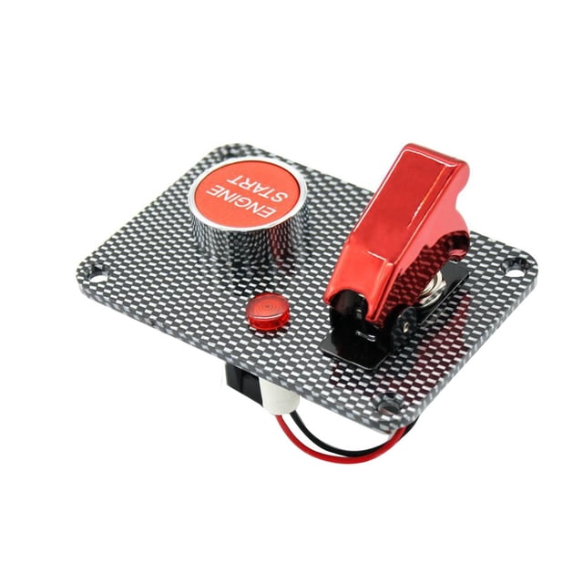 Botón de Arranque Del Motor Del Automóvil Cubierta Roja Panel de Interruptor de Palanca Fibra de Carbono Sunnimix Interruptor de relé del motor de encendido