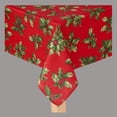 thumbnail image 3 of Christmas Tablecloth Red Festive Holly Fabric Tablecloth 60 x 144 Rectangle St. Nicholas Square, 3 of 6