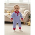 thumbnail image 5 of BemeyourBBs Baby Boy Christmas Romper Striped Santa Collared Long Sleeve Bodysuit, 5 of 9