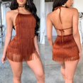 thumbnail image 2 of Tobinoone Tassel Summer Dresses Female Halter Backless Casual Club Mini Dress Sexy Fringe Bandage Bodycon Party Dress VestidosS Gao Jinjia LED, 2 of 2