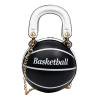 thumbnail image 2 of Bolsa Bolso de hombro redondo de moda para mujer de baloncesto, monedero con cadena de cuero (negro) Tmvgtek Para estrenar, 2 of 9