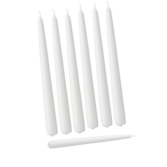 D'light Online Elegant Individually Cello Wrapped 12" White Dripless Smokeless Taper Candles - (144 Pieces Of The Same Color Per Case)