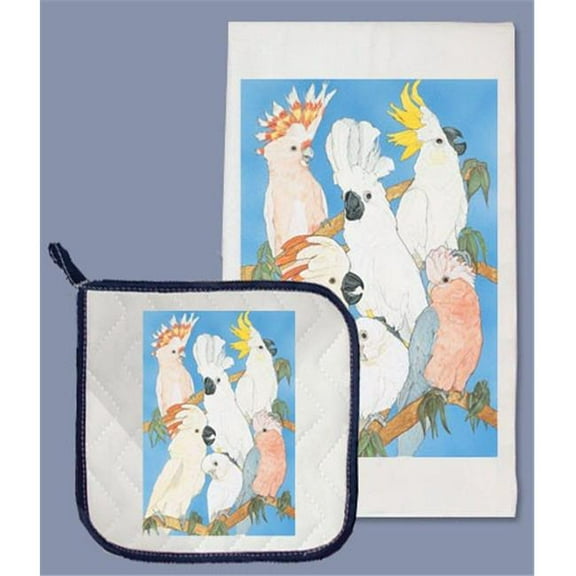 Pipsqueak Productions DP949 Cockatoo Dish Towel And Pot Holder Set