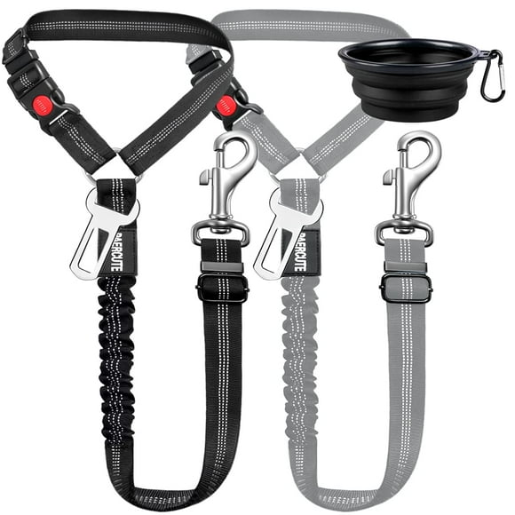 3 Piece Set Dog Car Seat Belt Headrest Restraint Adjustable with Elastic Bungee Buffer Durable Headrest Pet Seat Belt Dog Car Safety Harness Restraint