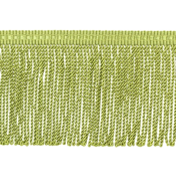 3" (7.5cm) Basic Trim Collection Thin Bullion Fringe Trim with Fancy Woven Gimp Header # BFTC3,, Spring Green #L43 (Light Yellow Green) Sold By The Yard (36"/3 ft/0.9m)