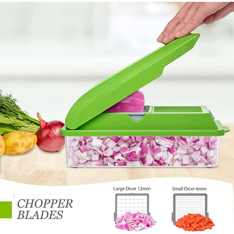 Multifunctional Vegetable Chopper Dicing & Slitting, vegetable Chopper  Dicer With Container, Manual Pressure Food Slicer, Steel Stainless Cutter