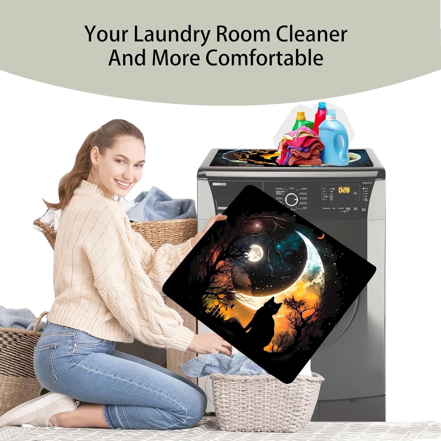 2 Pcs Washer And Dryer Covers for The Top 19.7 x 23.6 Inches Dryer Top Protector Mat Non Slip Washing Machine Cover Fits Most Washers Dryers