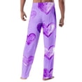 thumbnail image 4 of Fgvctg Men's Valentine's Day Pajamas Fashion Love Heart Print Wide Leg Pajamas Sleepwear High Waisted Pj Pant Oversized Fall Spring Drawstring Lounge Pants with Pockets Purple XL, 4 of 4