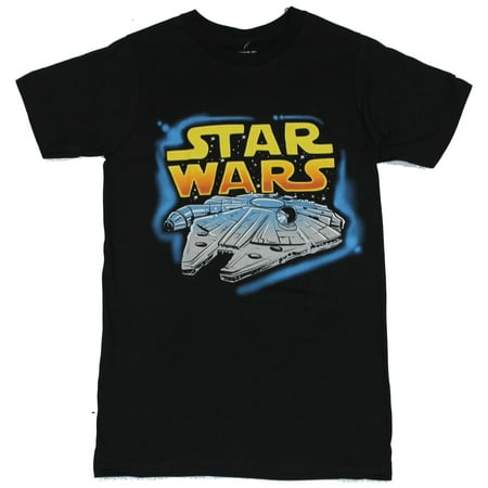 Airbrushed Clothing - Star Wars Mens T-Shirt - Airbrushed Styled Colorful Millennium Falcon Image