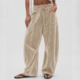 thumbnail image 2 of Cmfcve Women's Wide Leg Barrel Sweatpants Casual Daily Elastic Waist Velvet Long Pants with Pockets, 2 of 6