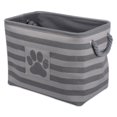 thumbnail image 1 of Bac de Rangement Rectangulaire en Polyester pour Animaux 17.5 x 12 x 15 Po Rayé avec Patch Patte, Gris - Grand, 1 of 1
