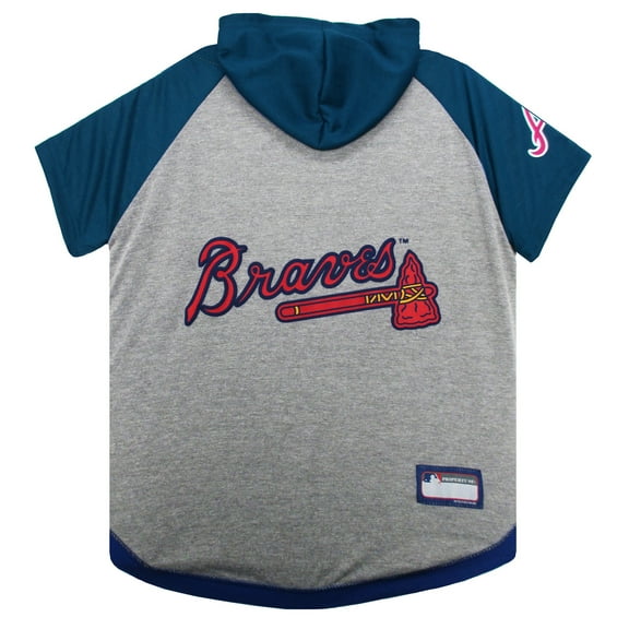 Pets First MLB Atlanta Braves Hoodie Tee Shirt for Dogs and Cats, Warm and Comfort - Medium