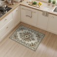 thumbnail image 2 of ODIKA 3'x5' Washable Accent Rug Vintage Boho Bordered Bouquet Distressed Retro Motifs Neutral Cream Refined for Bedside, Nursery Room, Pet Friendly & Non-Shedding, 2 of 7