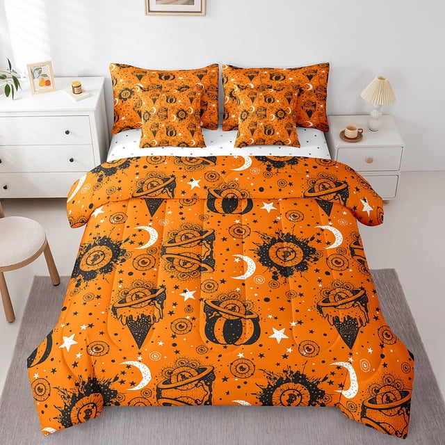 YST Halloween Party Decorations Comforter Set, 7-Piece, Cartoon Trick Or Treat, Queen Size
