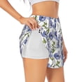 thumbnail image 3 of Lsque Blue Flax Flowers Printed Women's Running Shorts with Liner Pockets,Elastic Quick Dry Workout Athletic Gym Yoga Shorts,Womens High Waist Shorts-XX-Large, 3 of 9