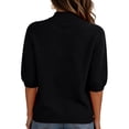 thumbnail image 5 of Women's Sweaters Casual High Neck Short Sleeve Knit Summer Pullover Sweater Tops Black M, 5 of 5