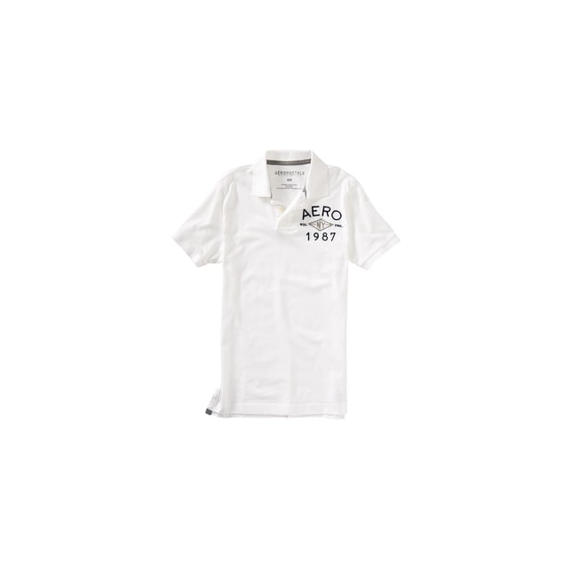 Aeropostale Hombres NY 1987 Rugby Polo Shirt, Blanco, X-Small Aeropostale polo, rugbi